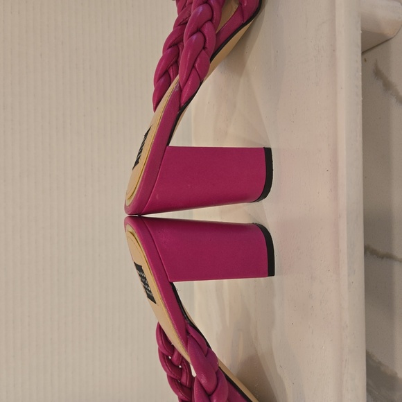 White House Black Market Adalynn Braided Block Heel Mule Sandals Pink Size 8 - Picture 9 of 10